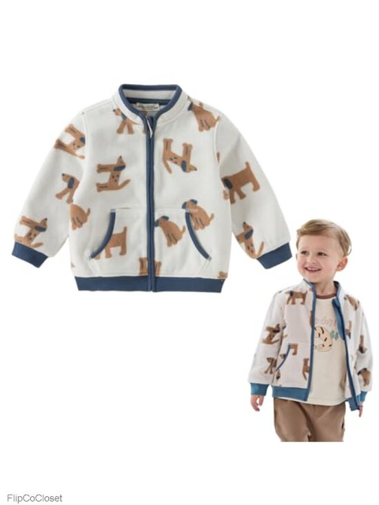 Other - Toddler Polar Fleece Jacket Zip Up Cartoon Print Spring Fall Coat